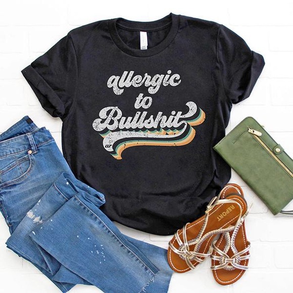 A Mermaid's Epiphany Tops - Allergic to Bullshit | Vintage Style Tee